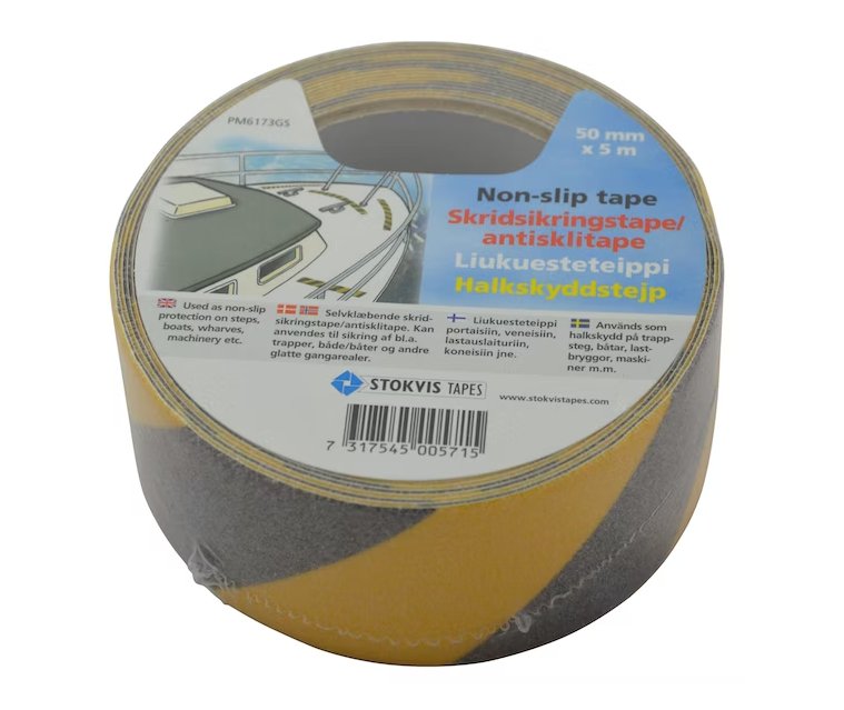 Liukuesteteippi Stokvis 50mm 5m Keltamusta - KarelianStore