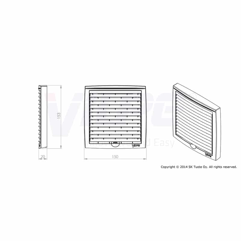 Monitoimi-säleikkö VILPE 150X150 Punainen - KarelianStore