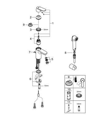 Pesuallashana Grohe 23951000 Eurosmart Cosmo Bideesuihkulla - KarelianStore