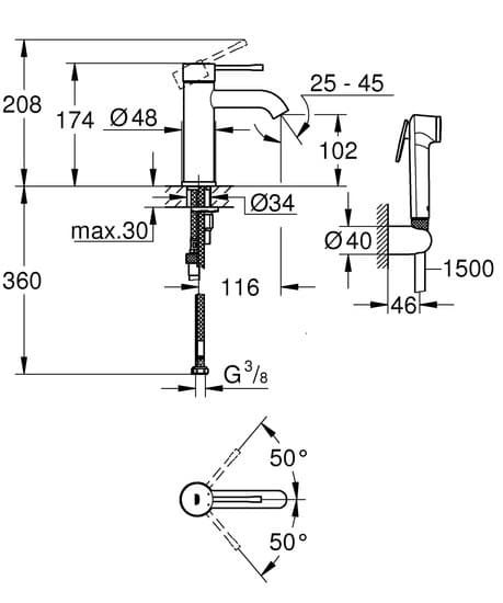 Pesuallashana Grohe Essence Bideesuihkulla 24189000 - KarelianStore