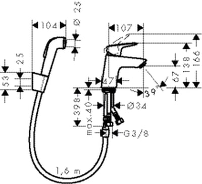 Pesuallashana Hansgrohe 71290000 Logis 70 Bidette - KarelianStore