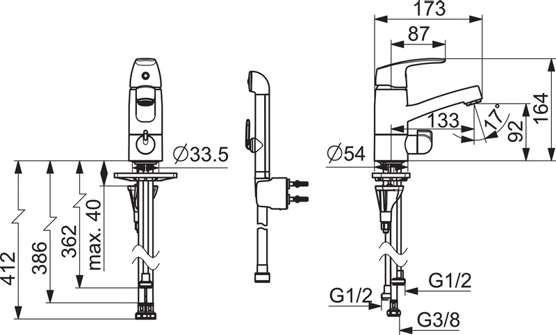 Pesuallashana Oras 1014F-104 Safira GB pesukoneventtiilillä ja Bidetta käsisuihkulla - KarelianStore