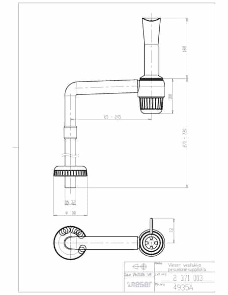 Pesukonesuppilo Vieser Vesilukolla 32 mm - KarelianStore