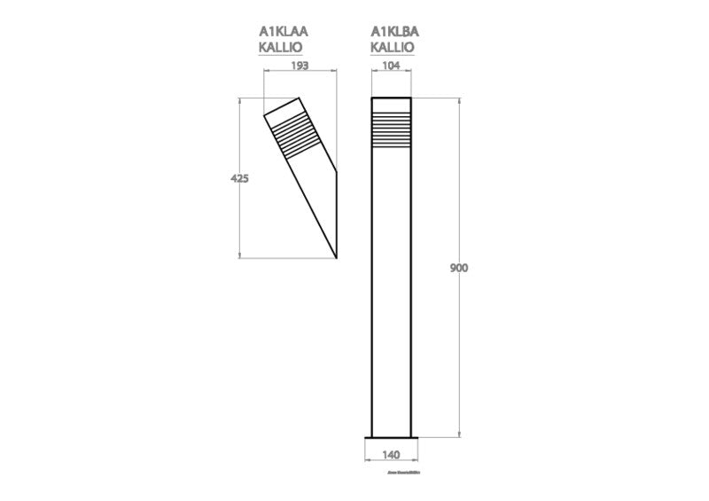 Pihapiirivalaisin Airam Kallio IP44 E27 H900 Harmaa - KarelianStore