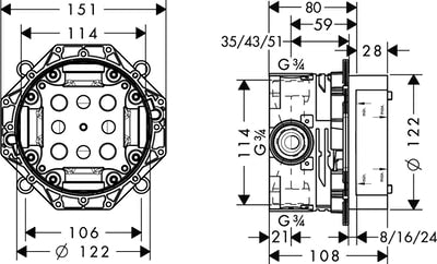Piiloasennushana Hansgrohe 01800180 iBox Universal runko - KarelianStore