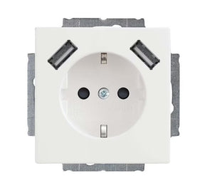 Pistorasia ABB Impressivo 1-osainen 2x USB 16A IP21 UKJ 0x Valkoinen - KarelianStore