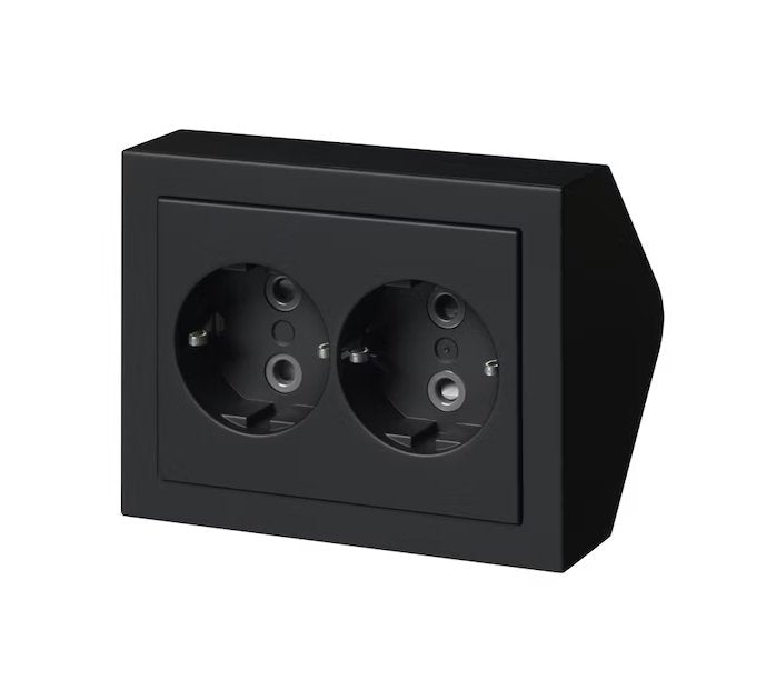 Pistorasia ABB Impressivo 2-osainen 16A IP21 PPJ HL Kulma Musta - KarelianStore