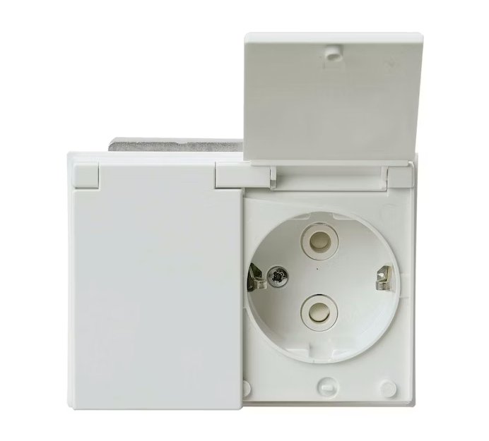 Pistorasia ABB Impressivo 2-osainen 302EK-84P IP44 Valkoinen 10 kpl - KarelianStore