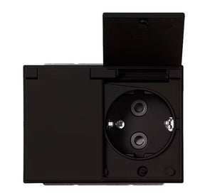 Pistorasia ABB Impressivo Läppäkannella 2-osainen 16A IP21 UKJ HL Mattamusta - KarelianStore