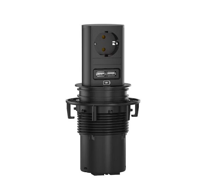 Pistorasia Bachmann Elevator Pop-up 1-osainen + 2xUSB 3.1A Mattamusta - KarelianStore