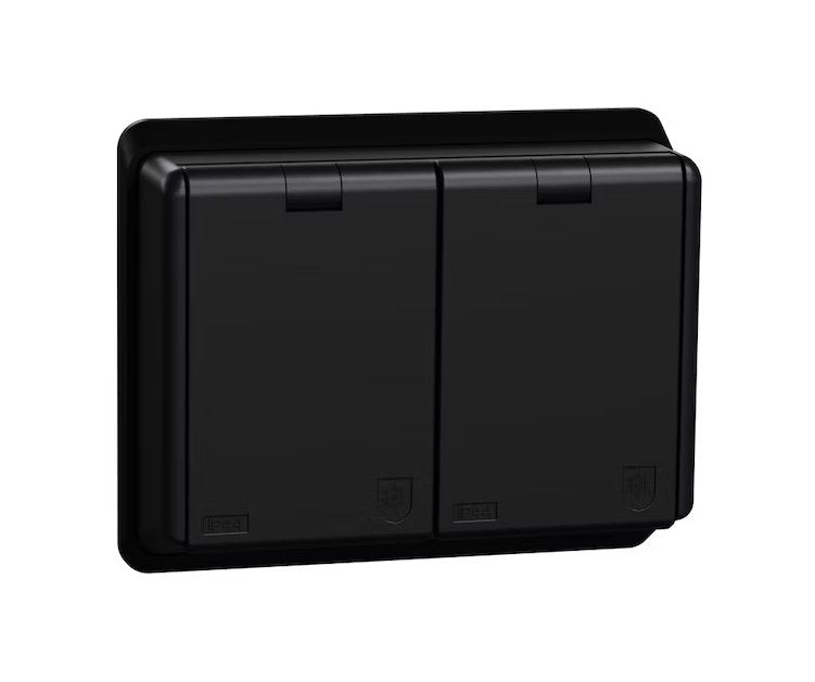 Pistorasia Elko RS16 2s 16A 250V IP44 Kansi UPR Musta - KarelianStore