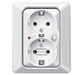 Pistorasia Norwesco Timesup 2x+Ajastin 16A IP20 UPR Valkoinen - KarelianStore