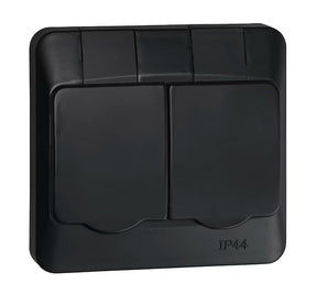 Pistorasia Opal Uppo 2-osainen 16A IP44 UPR Musta - KarelianStore