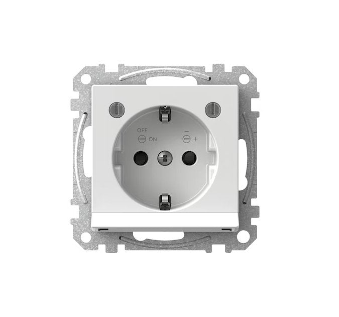 Pistorasia Schneider Electric Exxact 1s 16A IP21 UKJ LED AV Valkoinen - KarelianStore