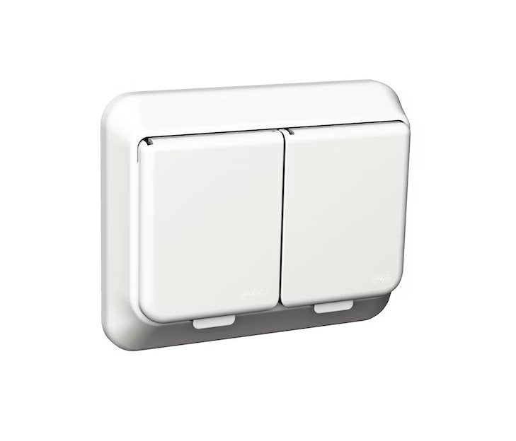 Pistorasia Schneider Electric Exxact 2-osainen 16A IP44 2x UKJ Valkoinen - KarelianStore