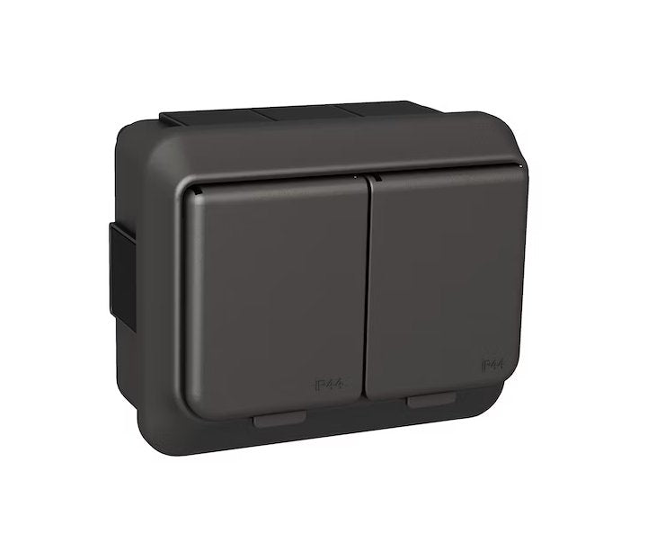 Pistorasia Schneider Electric Exxact 2-osainen IP44 PPJ 2x Antrasiitti - KarelianStore