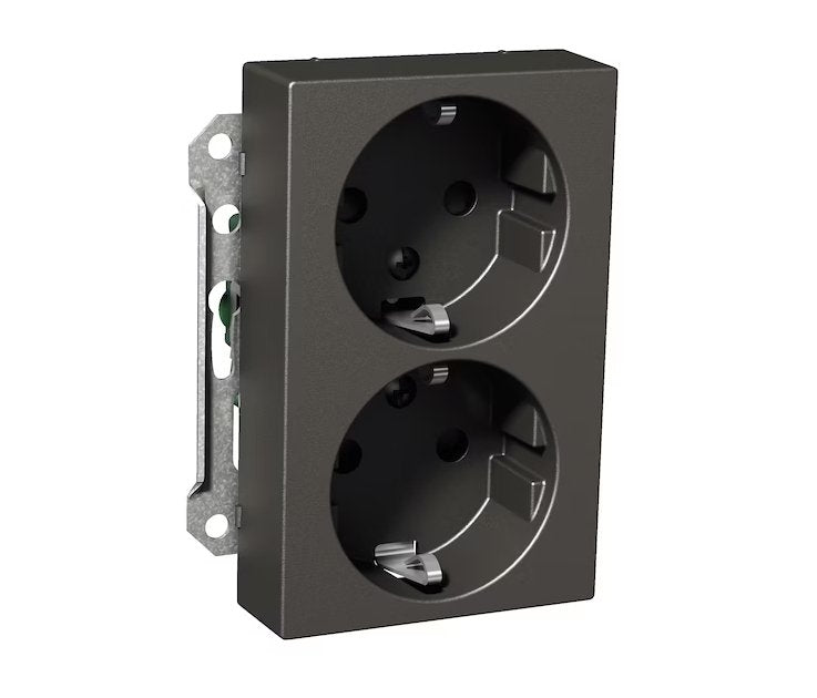 Pistorasia Schneider Electric Exxact 2s 16A IP20 2x UKJ Antrasiitti - KarelianStore