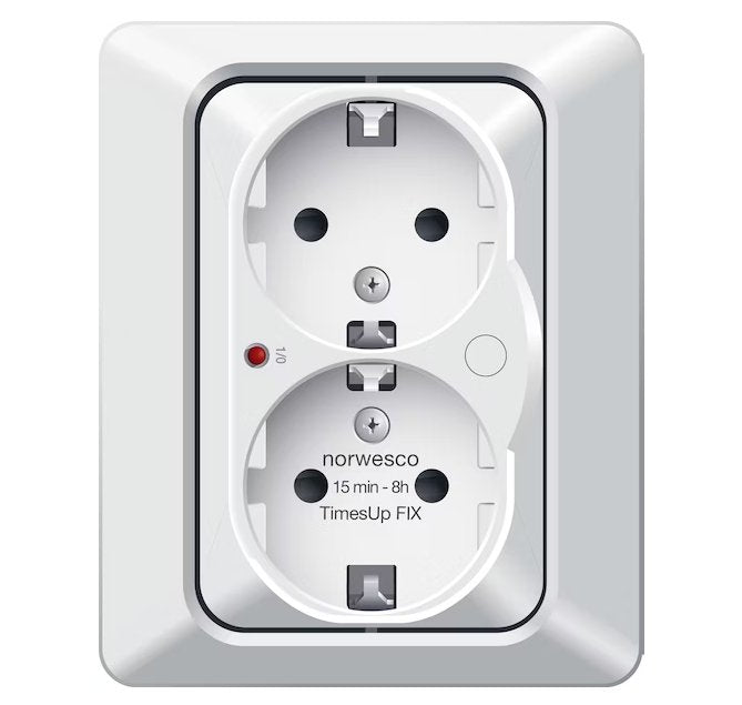 Pistorasia+ajastin Norwesco Timesup 2s 16A IP20 UPR Valkoinen - KarelianStore