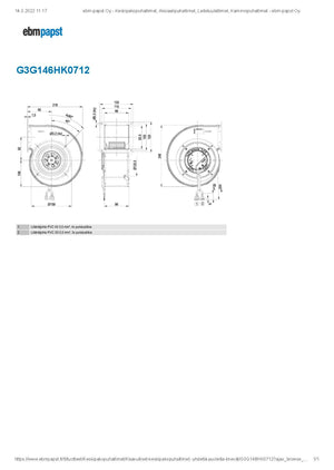 Puhallin Ebmpapst EC G3G146HK0712 230V 163W VASEN - KarelianStore