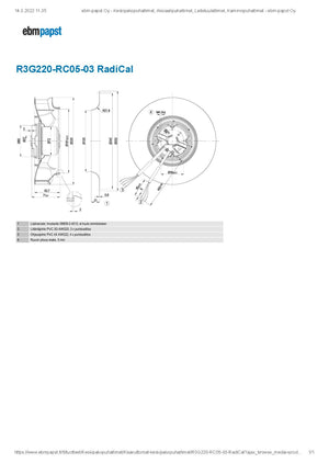 Puhallin Ebmpapst EC R3G220RC0503 230V 85W - KarelianStore