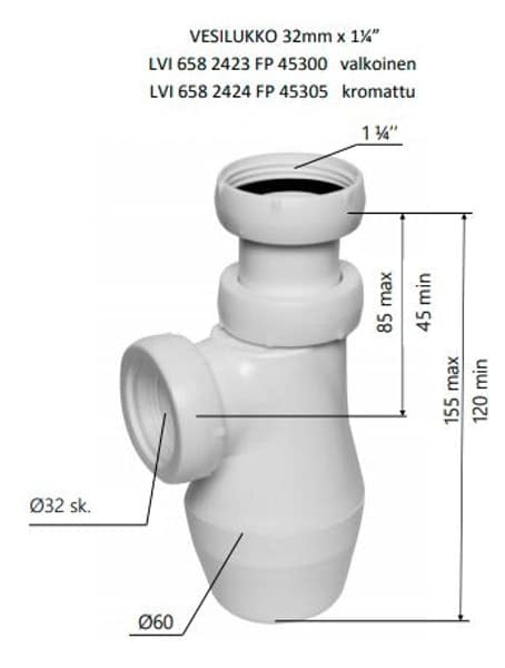 Pullovesilukko Faluplast Kromi 1 1/4x32mm - KarelianStore