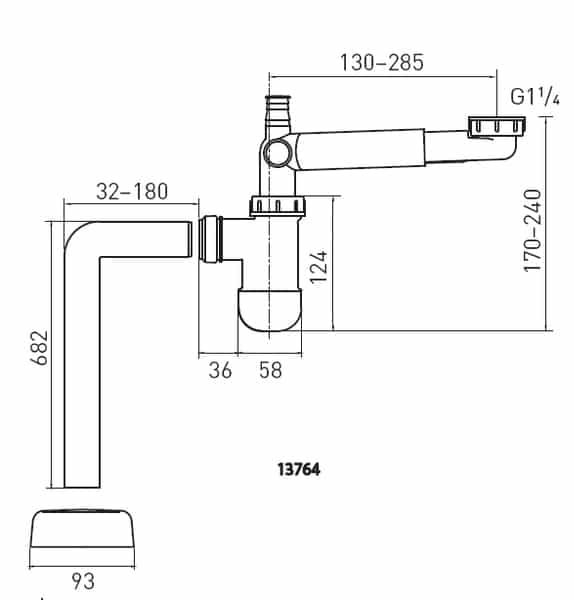 Pullovesilukko Prevex 13764 Jäykkä putki 1 1/4 - KarelianStore