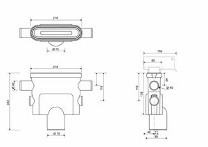 Pystykaivo Linja Unidrain 1424 75mm 2x40mm Sivuliitäntä - KarelianStore