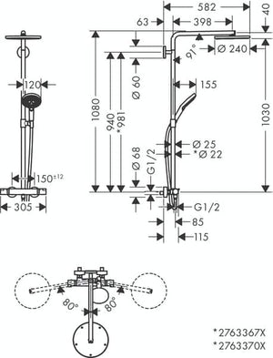 Sadesuihkuhana Hansgrohe 27867670 Raindance Select S 240 Musta - KarelianStore