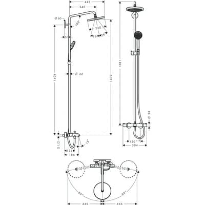 Sadesuihkuhana Hansgrohe 27868000 Croma 220 Air JP - KarelianStore
