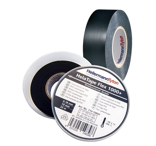 Sähköteippi HellermanTyton Htape-Flex1000 19mm 20m Musta - KarelianStore