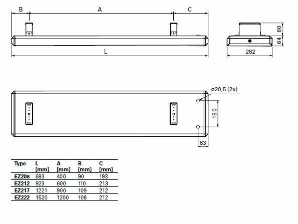 Säteilylämmitin Frico Elztrip EZ22 2200W IP44 282x1520mm - KarelianStore