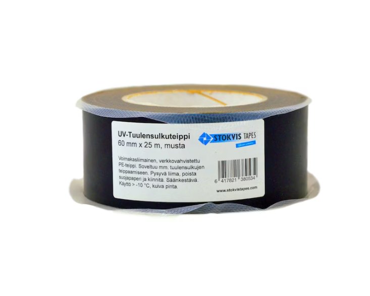 Saumausteippi Stokvis 60mm 25m Musta - KarelianStore