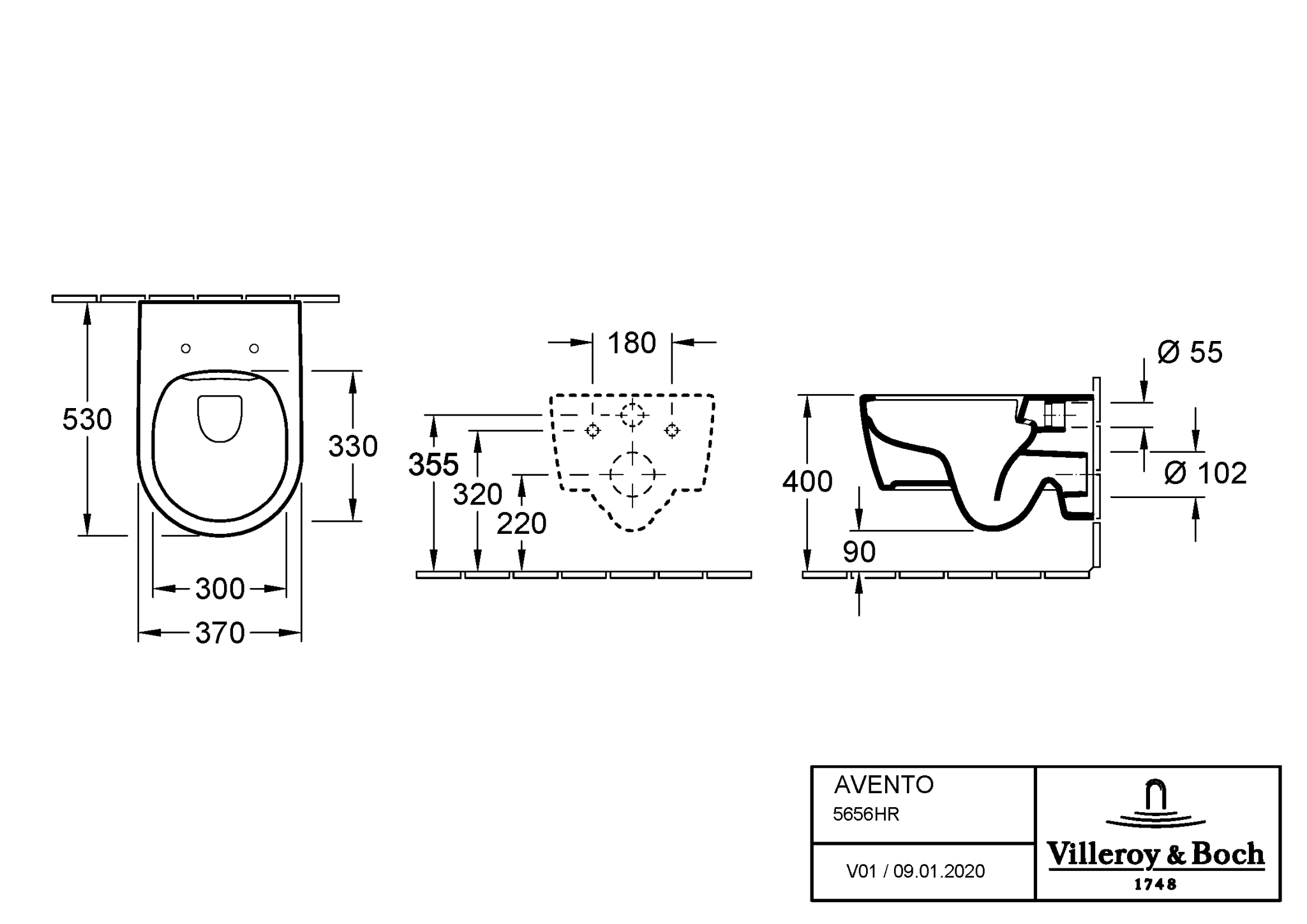 Seinä-WC VILLEROY & BOCH AVENTO DIRECTFLUSH KOVA - KarelianStore