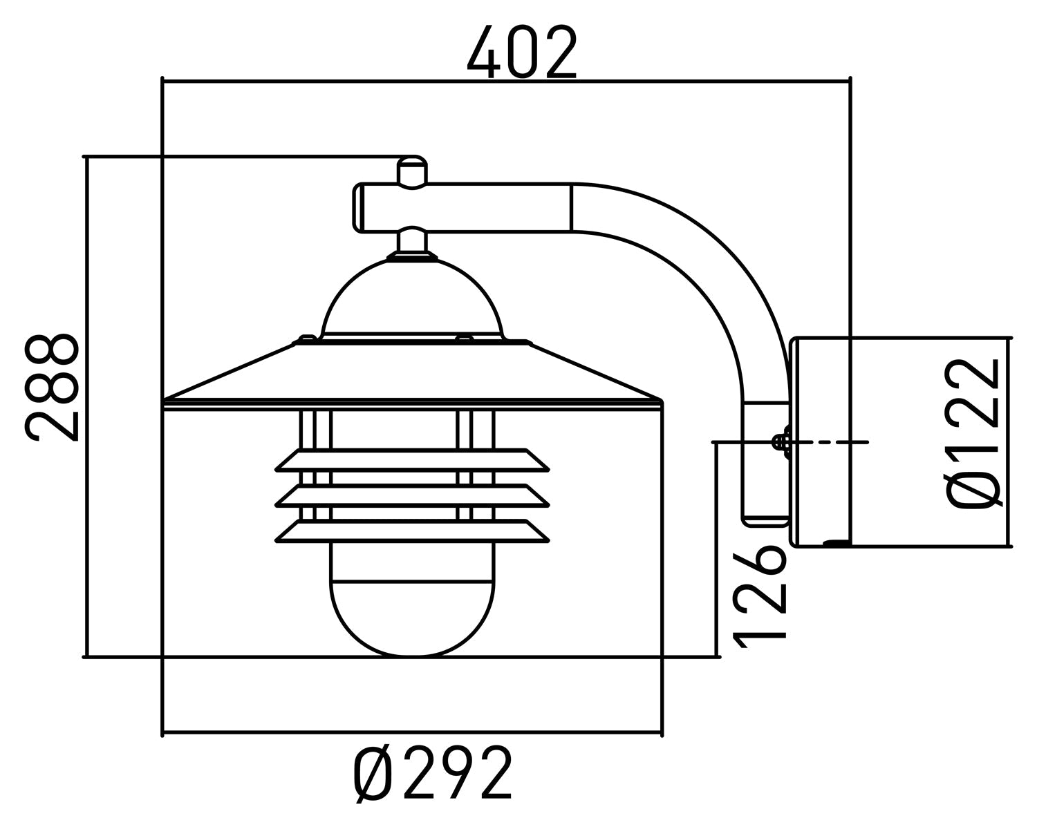 Seinävalaisin Ensto Averia AVG07M IP44 75W Musta - KarelianStore