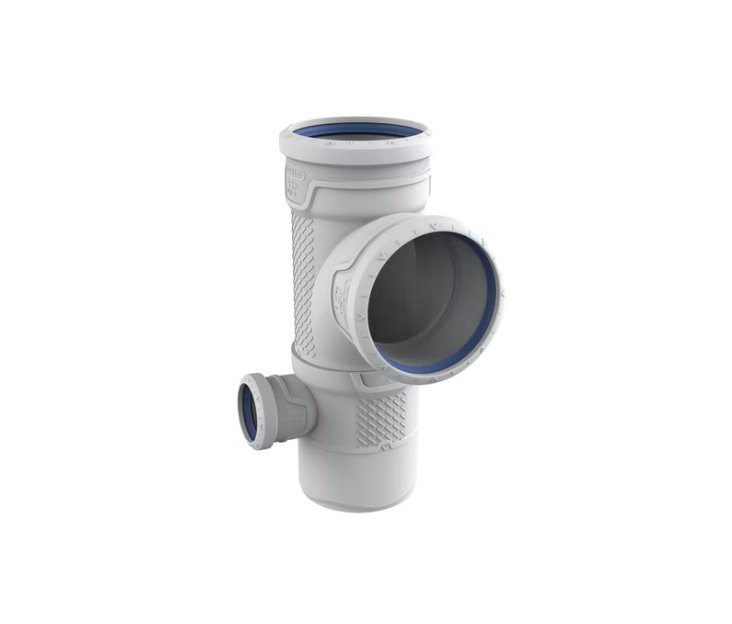 Suihkuhaarayhde Wavin AS+ 110x110x50x87 Oikea 90 PP - KarelianStore