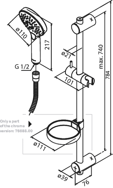 Suihkusetti Damixa Silhouet Musta 76688.61 - KarelianStore