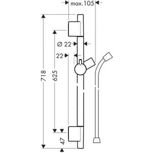Suihkutanko ja -letku HG 28632670 65cm, Isiflex 1,6 Musta - KarelianStore