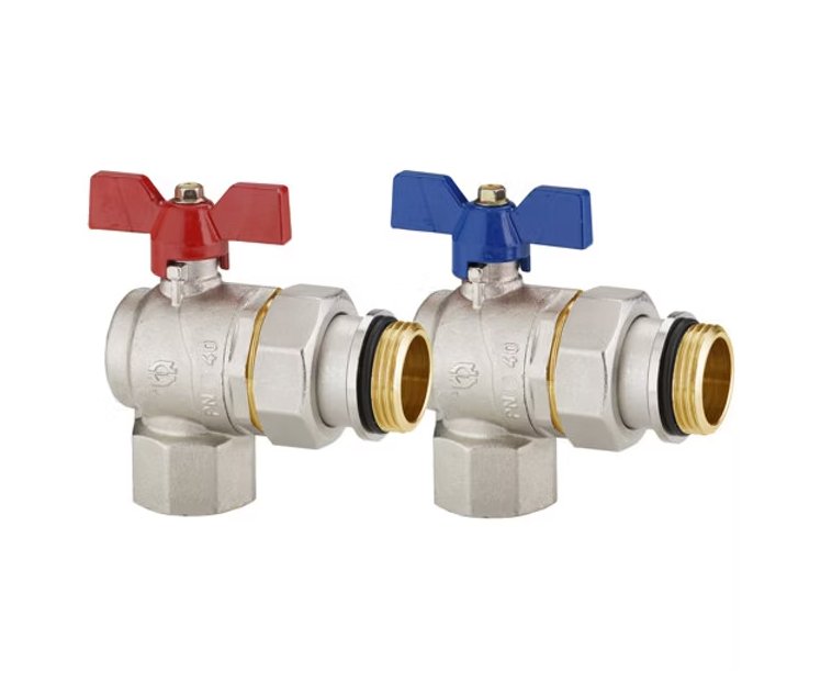 Sulkuventtiilipari Purmo 3/4 SK Kulma Jakotukille Punainen - KarelianStore