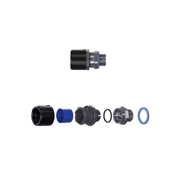 Suojaletkuliitin Flexicon Muovi HF FPAU21BM20B Musta 10kpl - KarelianStore