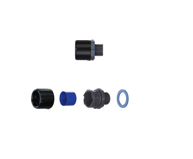 Suojaletkuliitin Flexicon Muovi HF FPAU34-M40B Musta 10kpl - KarelianStore