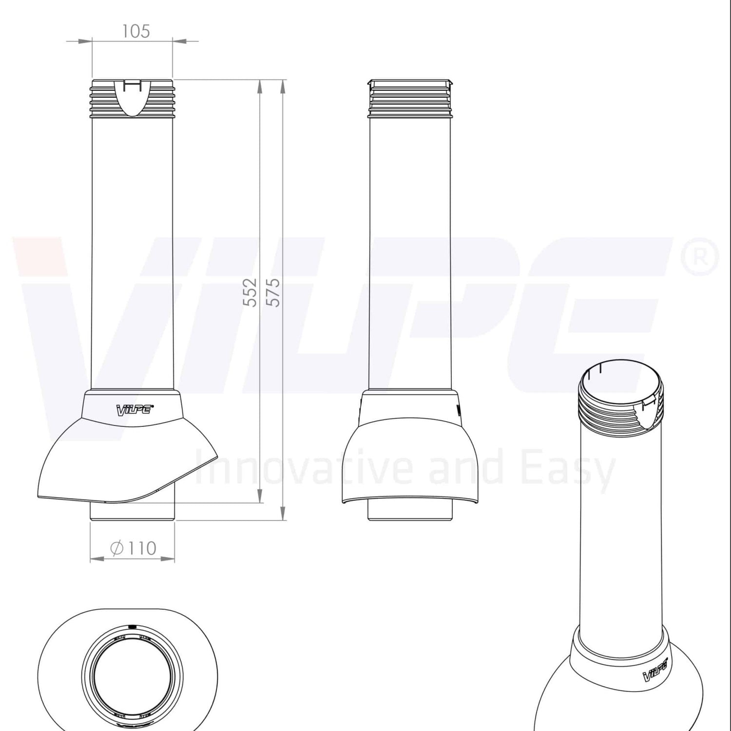 Tuuletusputki VILPE 110 Eristetty - KarelianStore