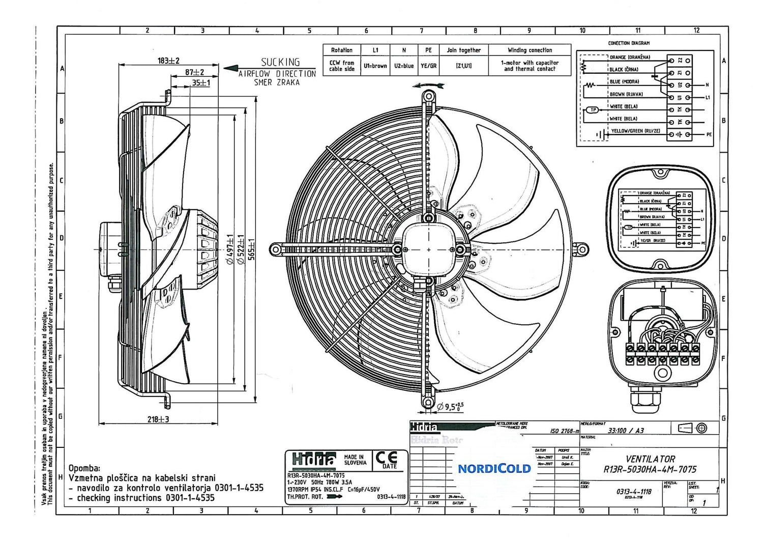 Ulkoroottoripuhallin Onnline R13R-5030HA-4M-7075 S - KarelianStore