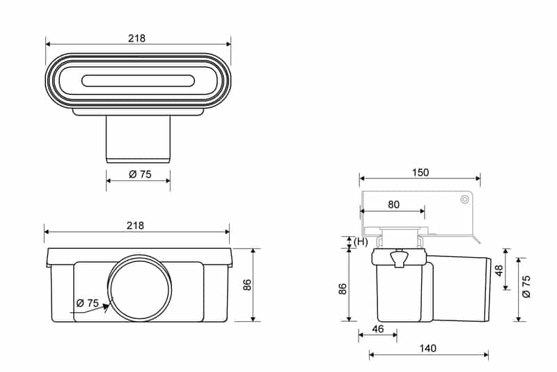 Vaakakaivo Linja Unidrain 1411 75 mm - KarelianStore