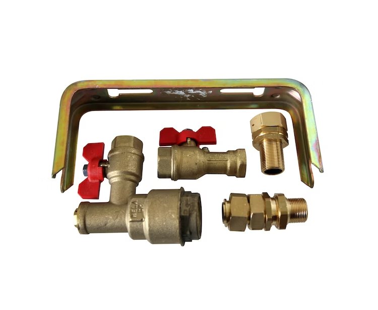 Vesimittariventtiilipaketti Hela 40 Etu+ 3/4 Takaventtiili + teline - KarelianStore