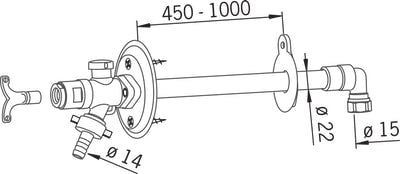 Vesipostiventtiili Oras 431515 DN15x15mm L=450-1000mm - KarelianStore