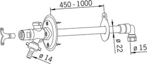 Vesipostiventtiili Oras 431515 DN15x15mm L=450-1000mm - KarelianStore