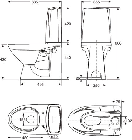 WC-istuin IDO Glow 60 ilman kiinnitysreikiä - KarelianStore