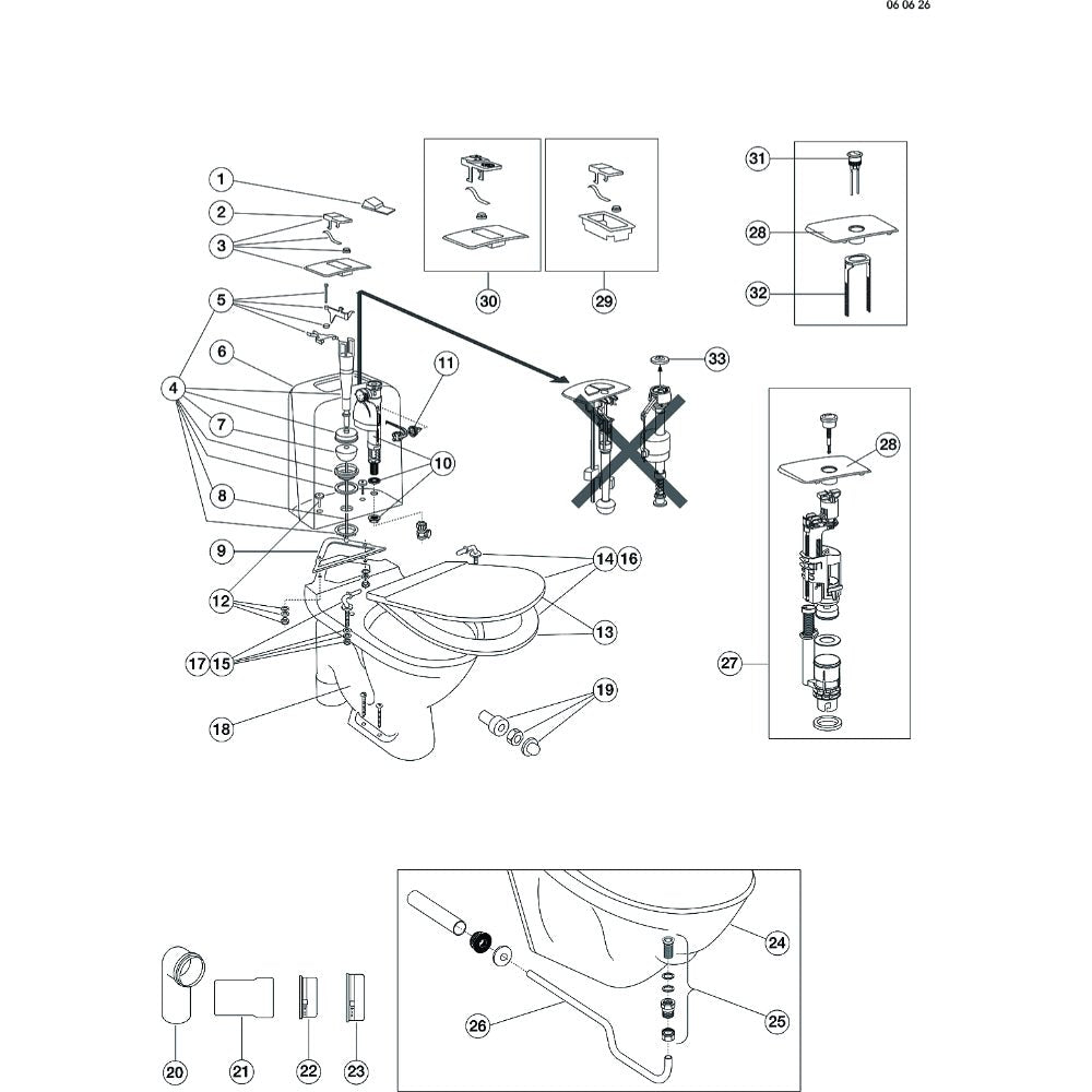 WC-varaosa GUSTAVSBERG NORDIC 390 ST pohjaventtiili - KarelianStore