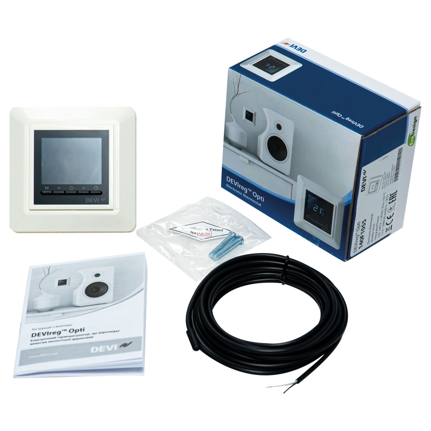 Yhdistelmätermostaatti DEVIreg Opti Valkoinen - KarelianStore