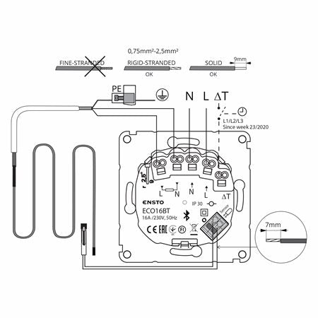 Yhdistelmätermostaatti Ensto ECO16BT-IN-SW 16A IP30 U - KarelianStore